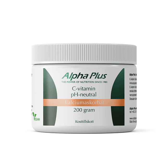 C-vitamin pH-Neutral Pulver 200 g – från Alpha Plus – 235 kr – hos Bodystore