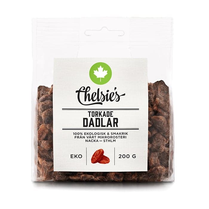 Torkade Dadlar 200g – från Chelsie s Organic Gourmet Prod – 28 kr – hos Bodystore