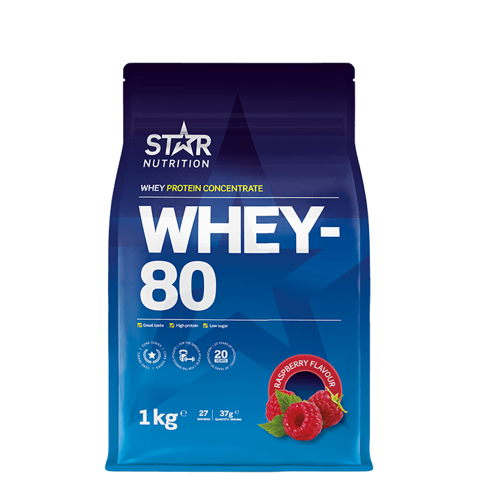Whey-80 Vassleprotein 1 kg – från Star Nutrition – 399 kr – hos Bodystore