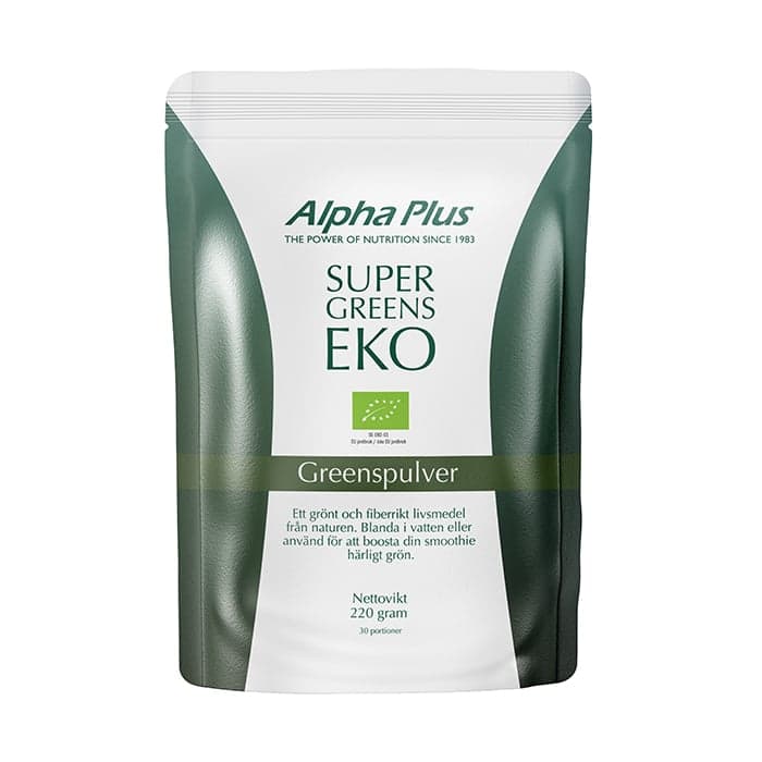 Super Greens EKO 220 g – från Alpha Plus – 339 kr – hos Bodystore