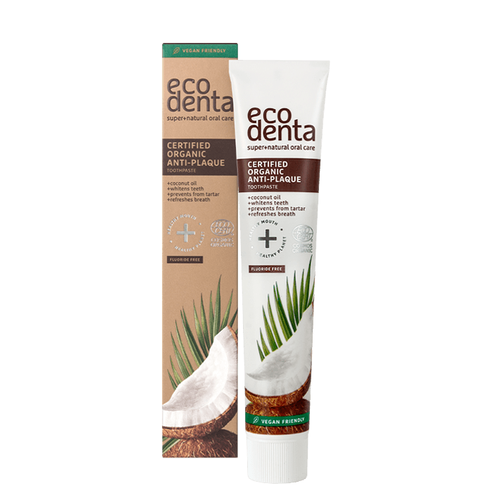 Anti-Plaque Tandkräm Med Kokosolja 75 ml – från Ecodenta – 69 kr – hos Bodystore