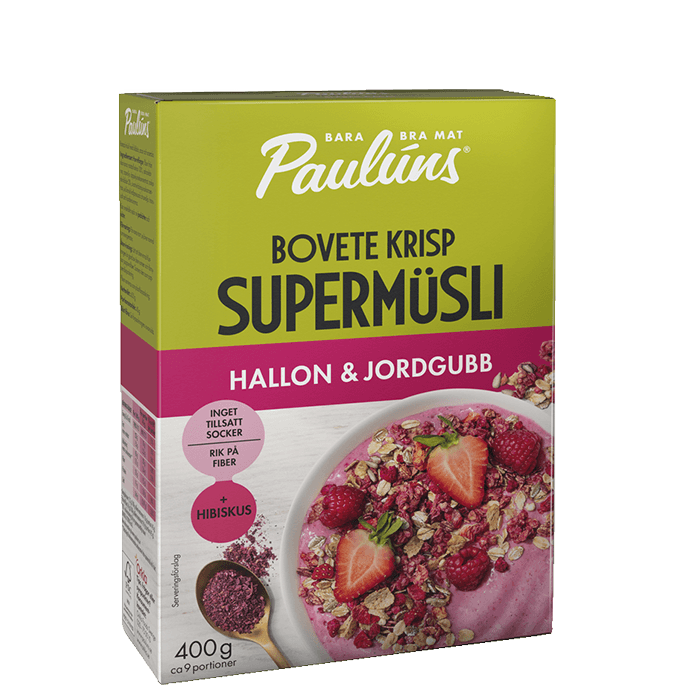 Müsli Hallon Jordgubb 400 g – från Paulúns – 59 kr – hos Bodystore