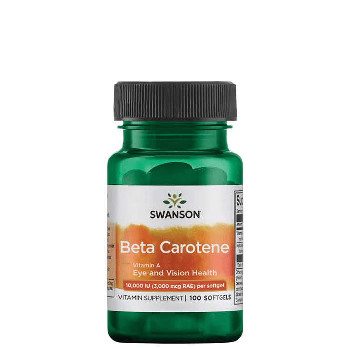 Betakaroten 10000 Iu (3,000 mcg Rae) 100 mjuka kapslar – från Swanson – 99 kr – hos Bodystore