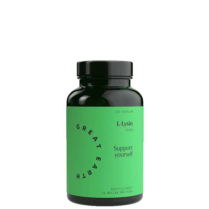 L-Lysine 500 mg Aminosyror 120 kapslar – från Great Earth – 157 kr – hos Bodystore