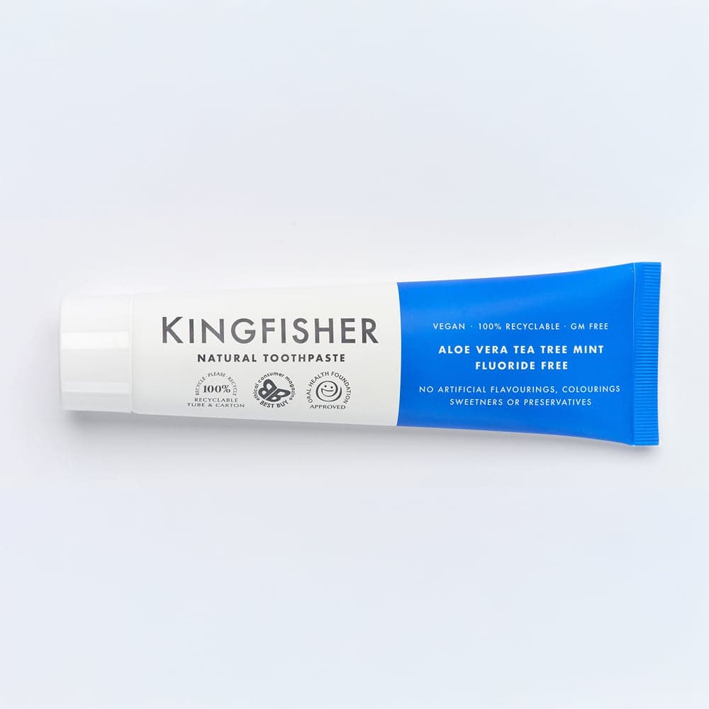 Tandkräm Fluorfri Aloe & TeaTree Mint 100 ml – från Kingfisher – 85 kr – hos Bodystore