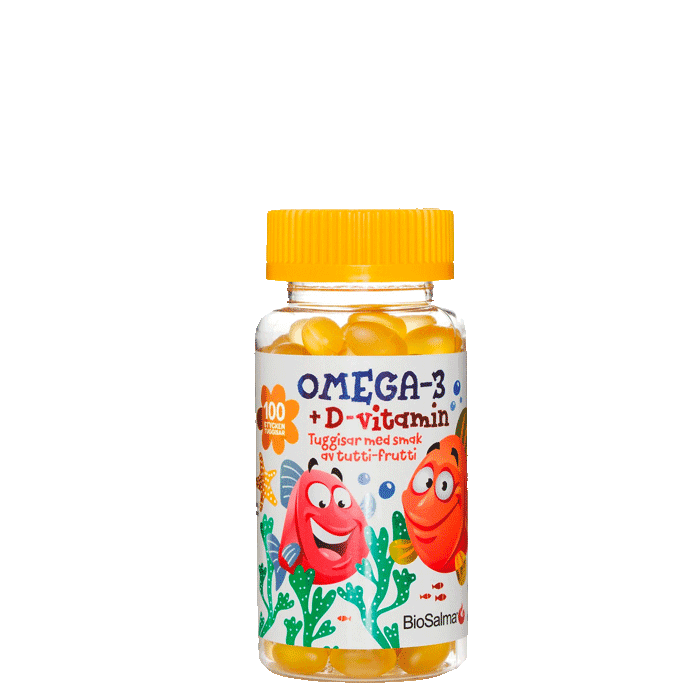 Omega-3 + D-vitamin Barn 100 st tuggisar – från BioSalma – 98 kr – hos Bodystore