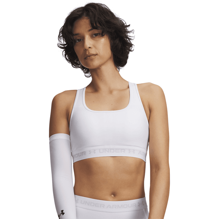 UA Crossback Mid Bra, White/Halo Gray – från Under Armour – 399 kr – hos Bodystore