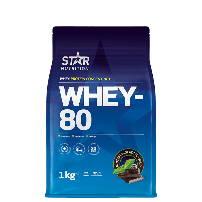 Whey-80 Vassleprotein 1 kg – från Star Nutrition – 399 kr – hos Bodystore