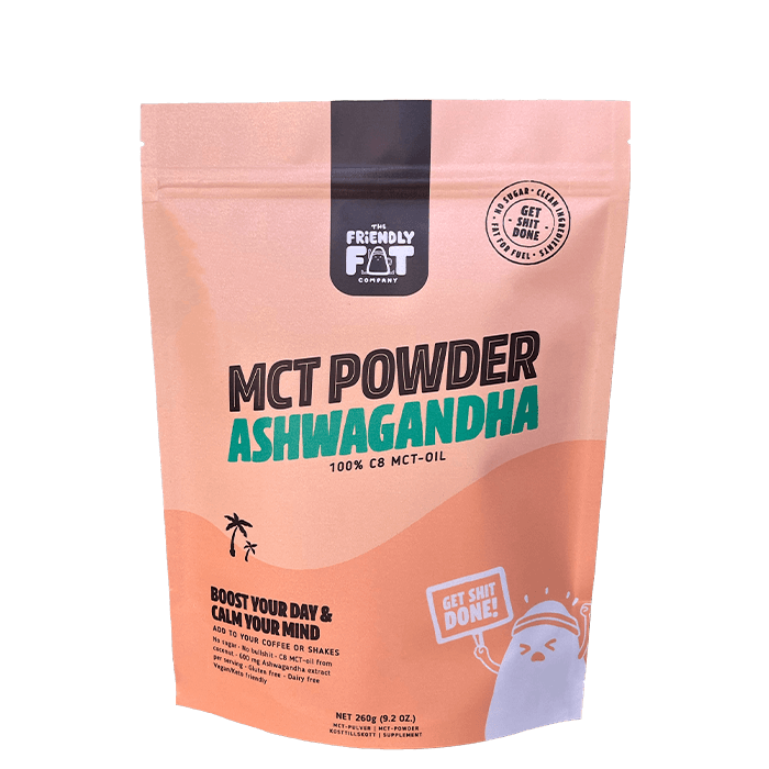 C8 MCT-pulver Ashwagandha 260 g från The Friendly Fat Company – köp hos Bodystore