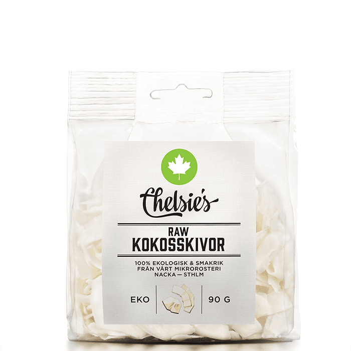 Kokoschips 90 g – från Chelsie s Organic Gourmet Prod – 25 kr – hos Bodystore