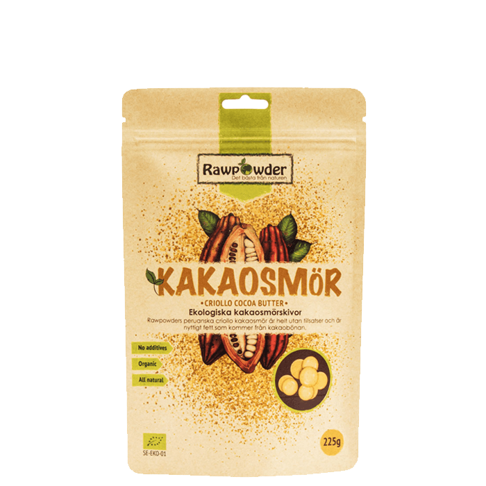 Ekologiskt Kakaosmör 225 g – från Rawpowder – 111 kr – hos Bodystore