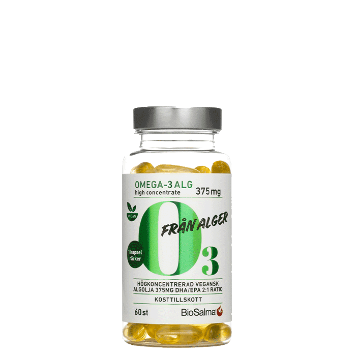 Omega-3 av Alg 375 mg DHA/EPA 60 kapslar – från BioSalma – 199 kr – hos Bodystore