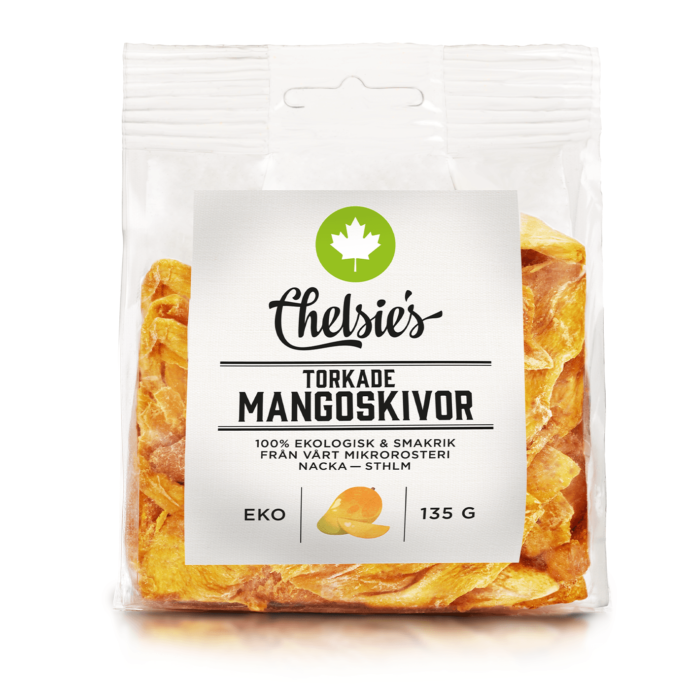 Torkade Mangoskivor 135 g – från Chelsie s Organic Gourmet Prod – 49 kr – hos Bodystore