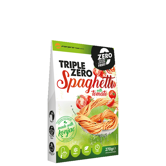 Triple Zero Pasta Lågkalori Spagetti Tomat 270 g – från Forpro – 39 kr – hos Bodystore