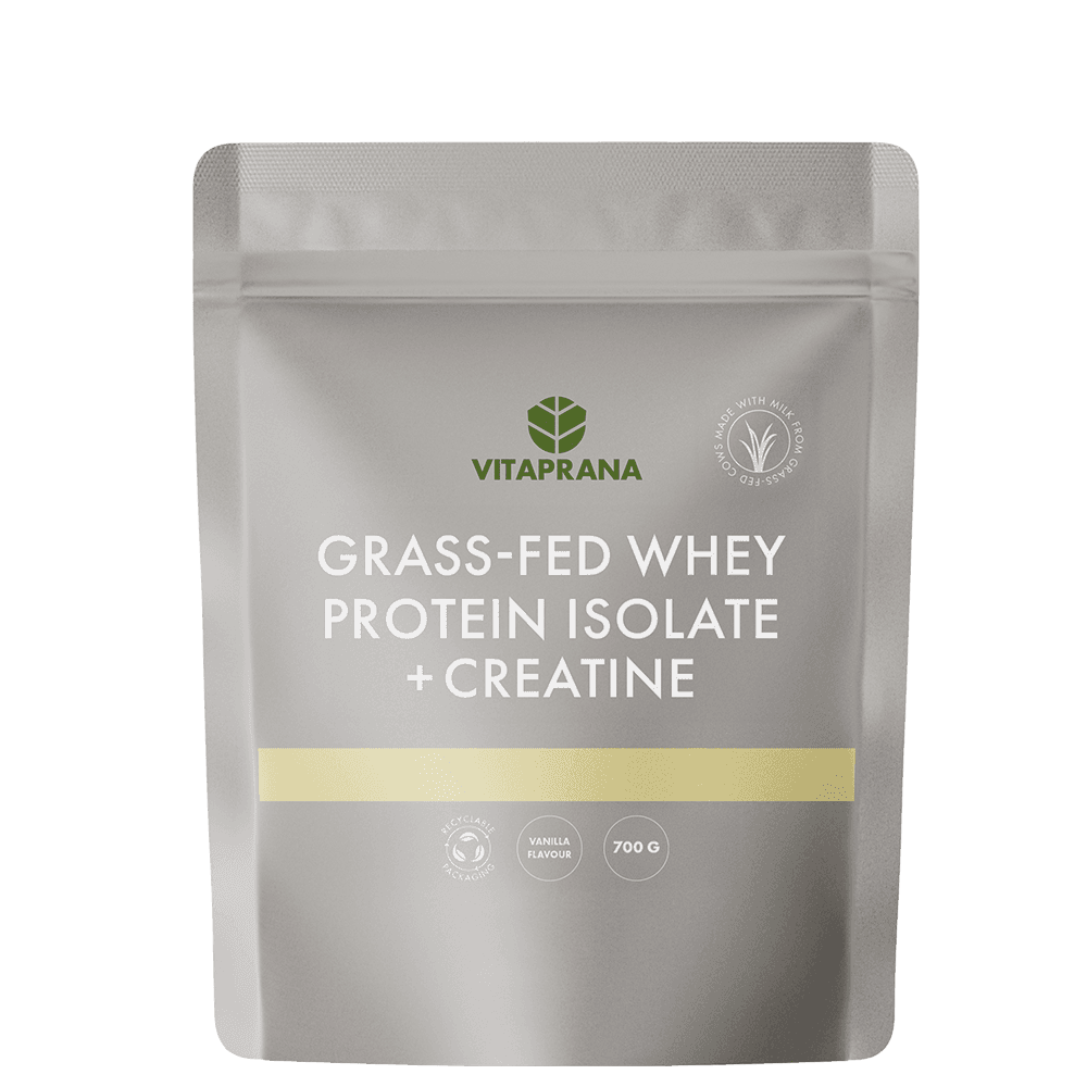 Grass fed Whey Protein Isolate + Creatine Vanilla 700 g – från Vitaprana – 449 kr – hos Bodystore