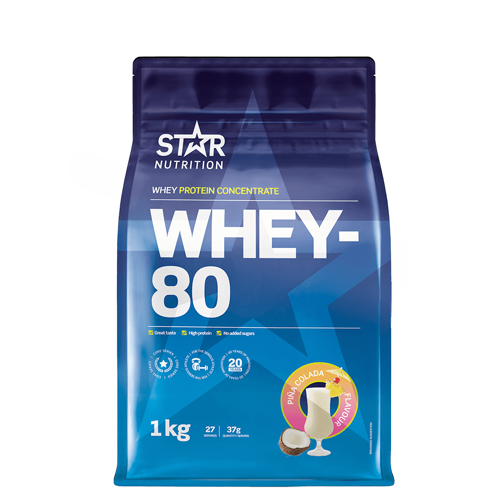 Whey-80 Vassleprotein 1 kg – från Star Nutrition – 399 kr – hos Bodystore