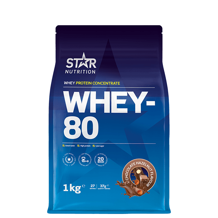 Whey-80 Vassleprotein 1 kg – från Star Nutrition – 399 kr – hos Bodystore