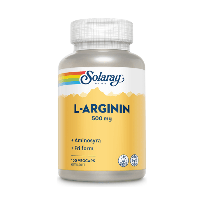 L-arginin 100 kapslar från Solaray – köp hos Bodystore