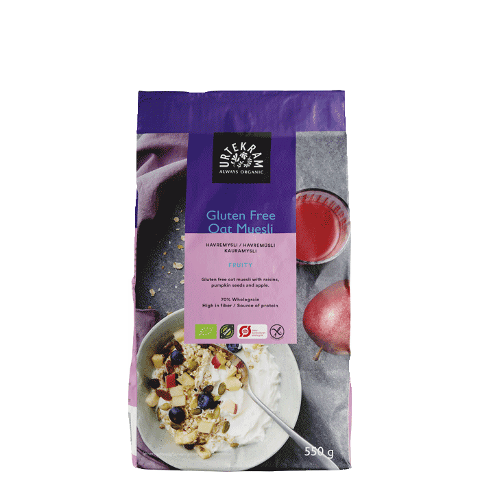 Havremüsli Glutenfri 550 g – från Urtekram – 46 kr – hos Bodystore