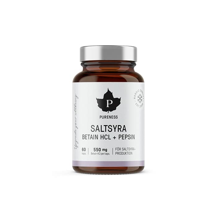Saltsyra Betain HCL + Pepsin 60 kapslar – från Pureness – 166 kr – hos Bodystore
