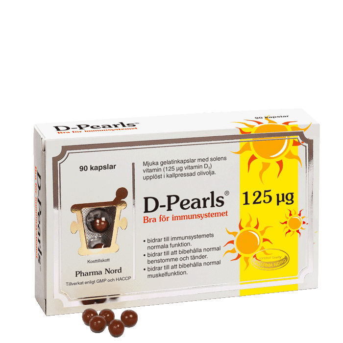 D-Pearls 125 µg (5000 IE) 90 kapslar från Pharma Nord – köp hos Bodystore