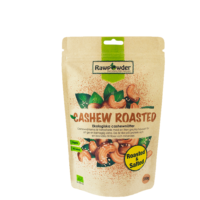 Ekologiska Cashewnötter Rostade Och Saltade 350 g – från Rawpowder – 92 kr – hos Bodystore