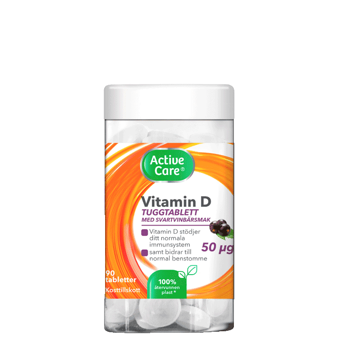 Vitamin D 50 ug 90 tabletter – från Active Care – 74 kr – hos Bodystore