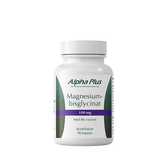 Magnesiumbisglycinat 100mg 90 kapslar – från Alpha Plus – 199 kr – hos Bodystore