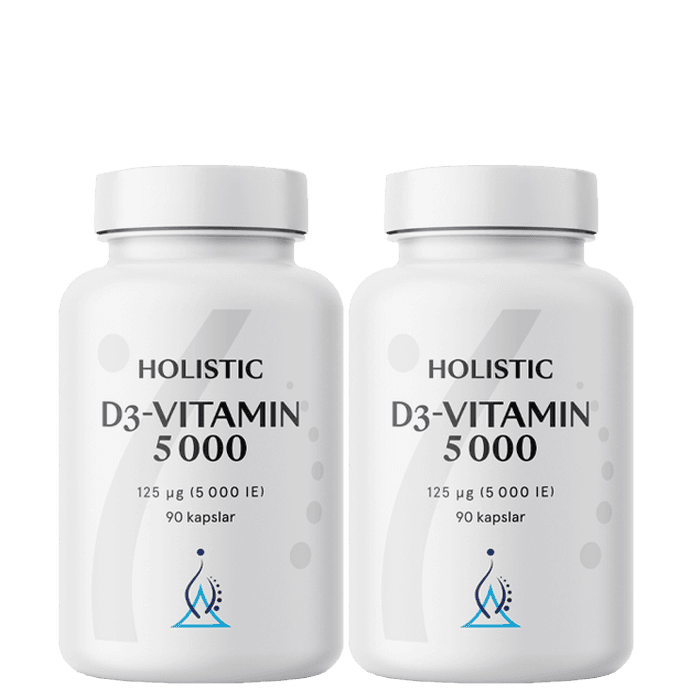2 x D3-vitamin 5000 IE 90 kapslar från Holistic – köp hos Bodystore