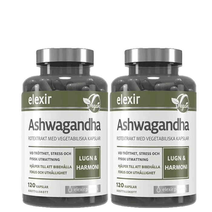 2 x Ashwagandha 120 kapslar från Elexir Pharma – köp hos Bodystore