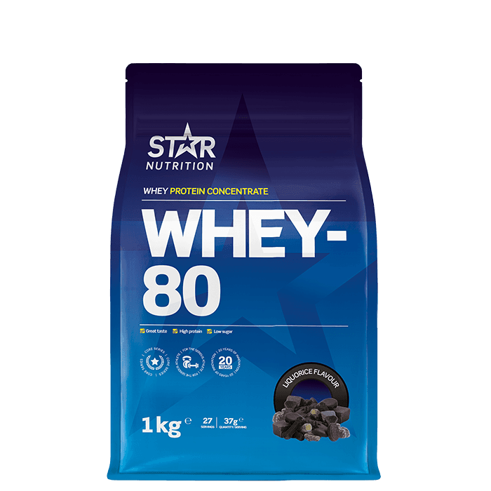 Whey-80 Vassleprotein 1 kg – från Star Nutrition – 399 kr – hos Bodystore