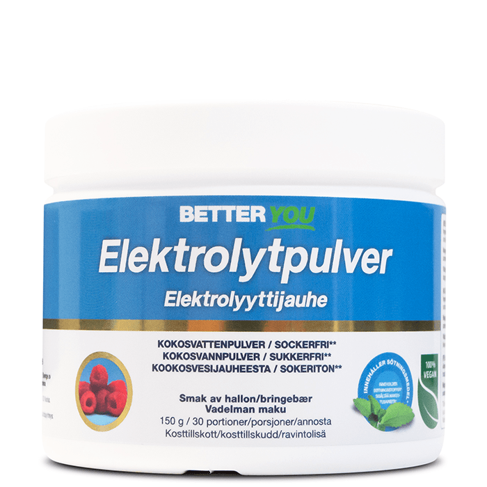 Elektrolytpulver Hallon 150 g från Better You – köp hos Bodystore
