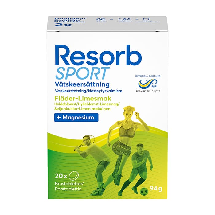 Sport Fläder-Limesmak 20 st brustabletter – från Resorb® – 69 kr – hos Bodystore