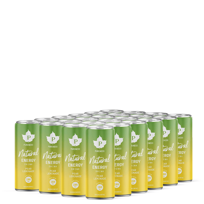 24 x Natural Energy Drink Pear Lemonade 330 ml – från Pureness – 343 kr – hos Bodystore