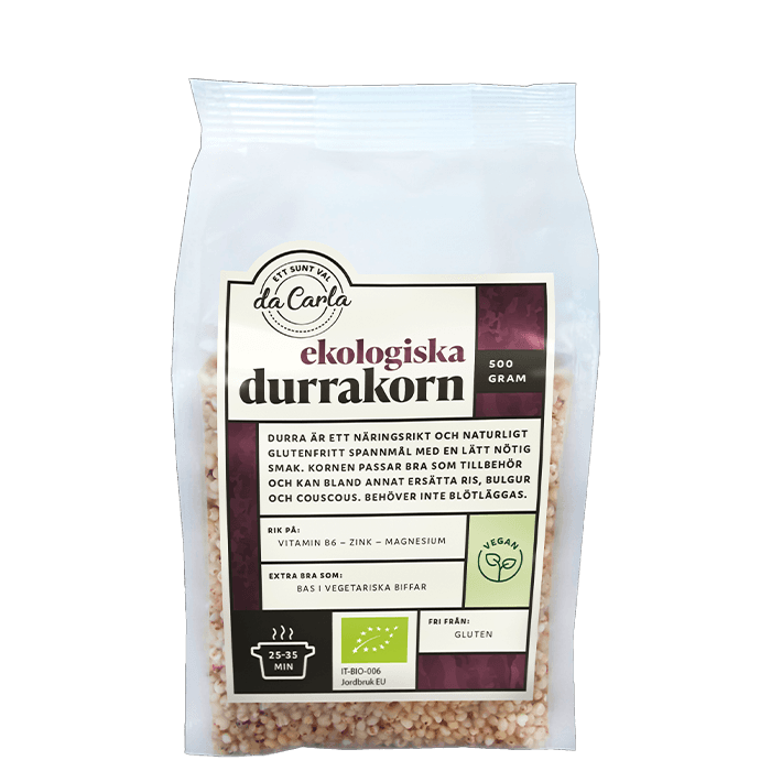 Durrakorn 500 g – från Da Carla – 35 kr – hos Bodystore