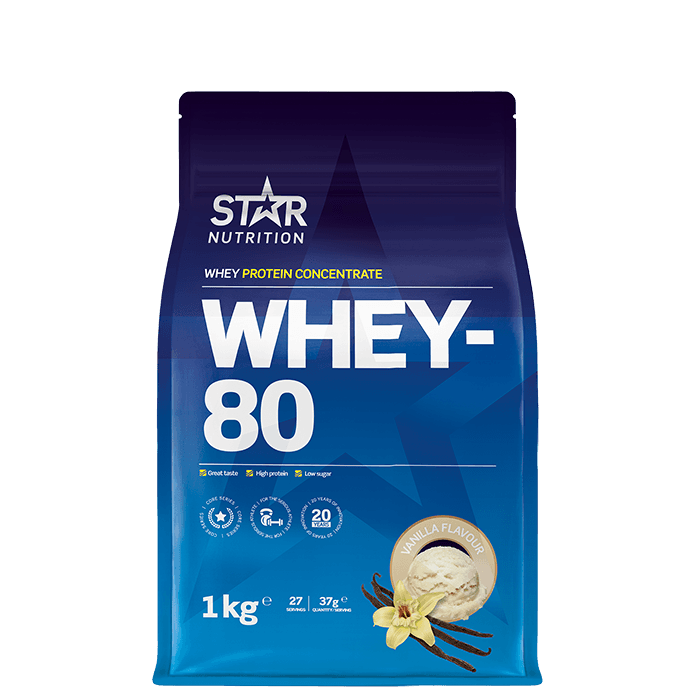 Whey-80 Vassleprotein 1 kg – från Star Nutrition – 399 kr – hos Bodystore