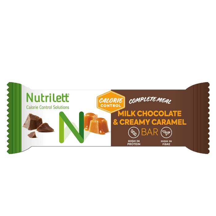 Måltidsersättande Bar 60 g Mjölkchoklad Karamell – från Nutrilett – 35 kr – hos Bodystore