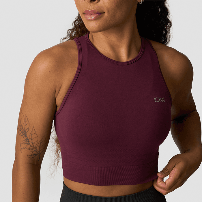 Define Seamless Cropped Tank Top, Dark Mahogany – från ICANIWILL – 299 kr – hos Bodystore