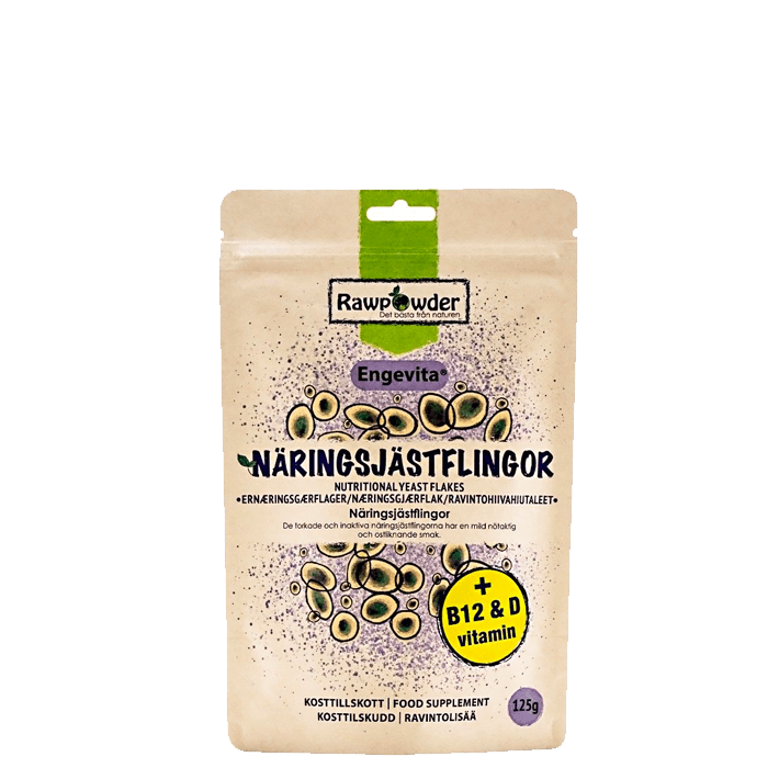 Näringsjästflingor B12 Och D-vitamin 125 g – från Rawpowder – 63 kr – hos Bodystore