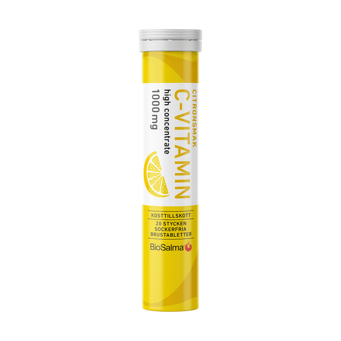 C-vitamin 1000mg 20 brustabletter – från BioSalma – 18 kr – hos Bodystore