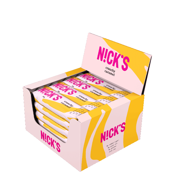 21 x NICKS Chokladbars 28 g Crunchy Caramel – från Nicks – 269 kr – hos Bodystore