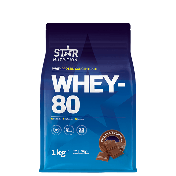 Whey-80 Vassleprotein 1 kg – från Star Nutrition – 399 kr – hos Bodystore