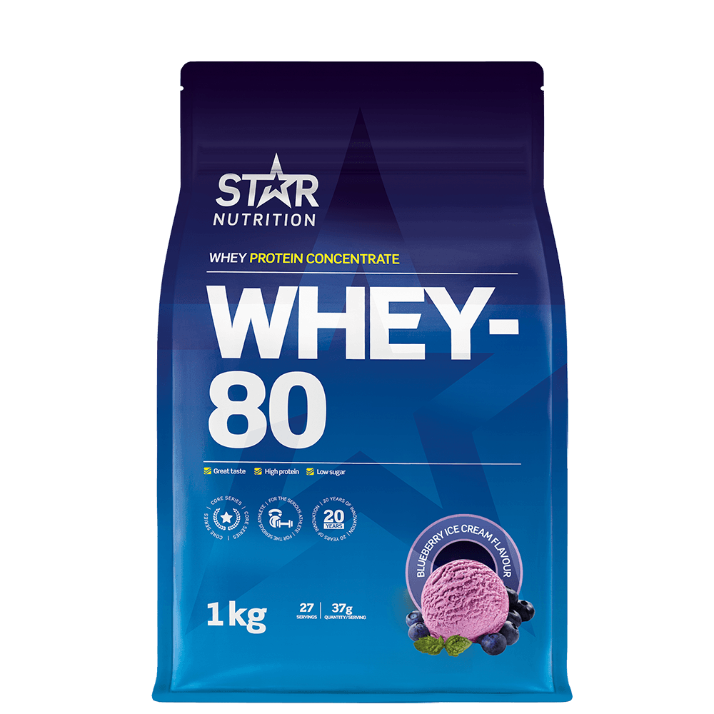 Whey-80 Vassleprotein 1 kg – från Star Nutrition – 399 kr – hos Bodystore