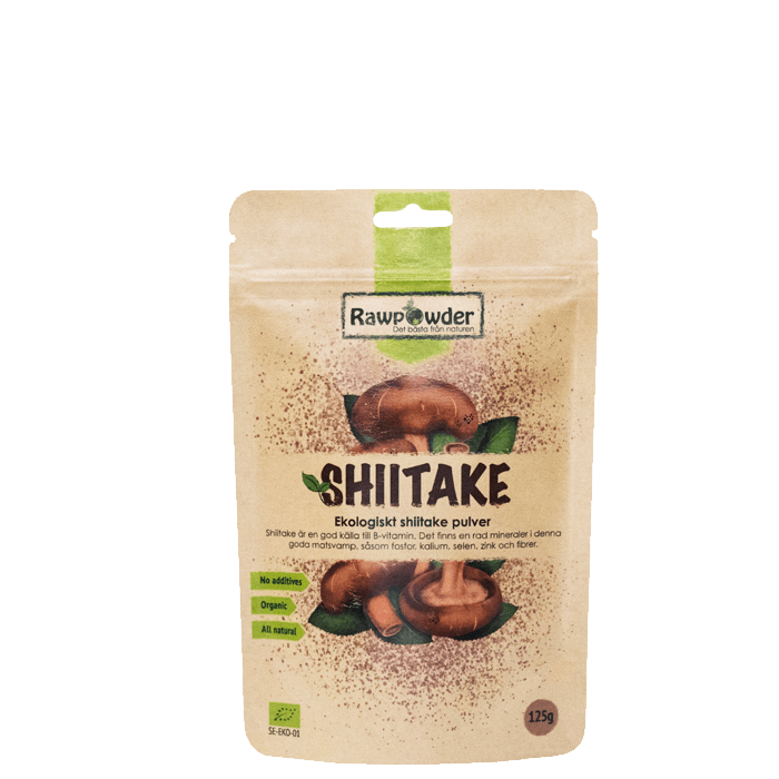 Ekologiskt Shiitakepulver 125 g – från Rawpowder – 78 kr – hos Bodystore