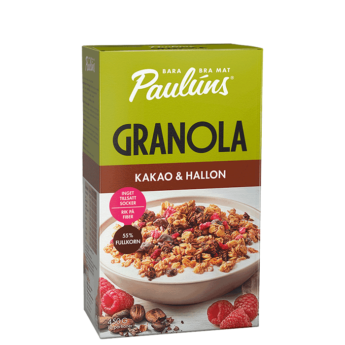 Granola Kakao Hallon 450 g från Paulúns – köp hos Bodystore
