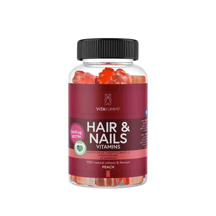 Hår & Naglar Gummies Persika 60 st – från VITAYUMMY – 197 kr – hos Bodystore
