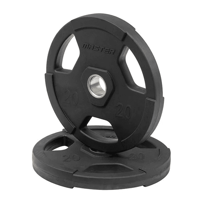 Gummiklädd Viktskiva 50 mm 1,25–20 kg – från Master Fitness – 1099 kr – hos Bodystore