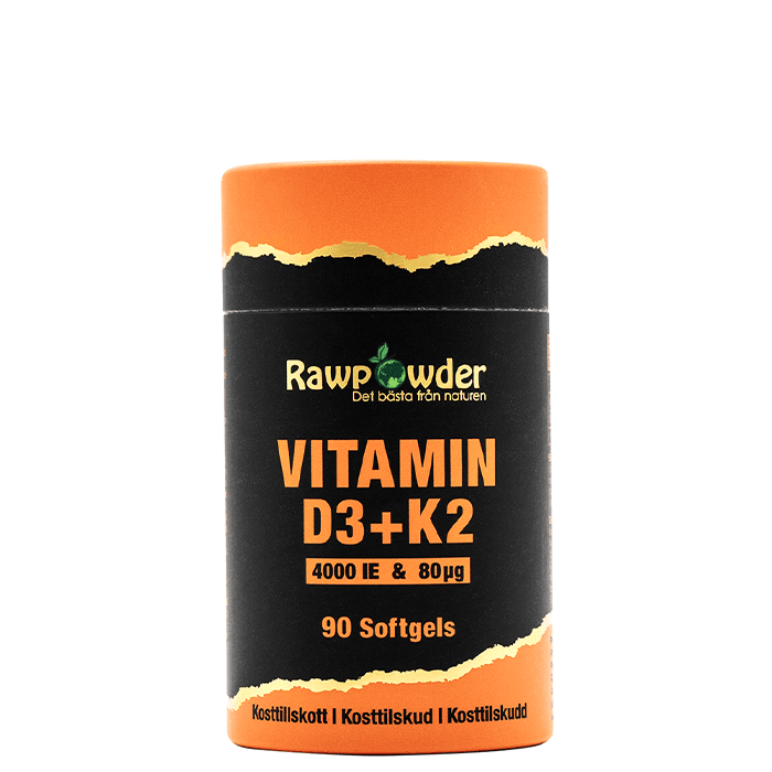 Vitamin D3 4000 IE+ K2 80 µg 90 kapslar – från Rawpowder – 150 kr – hos Bodystore