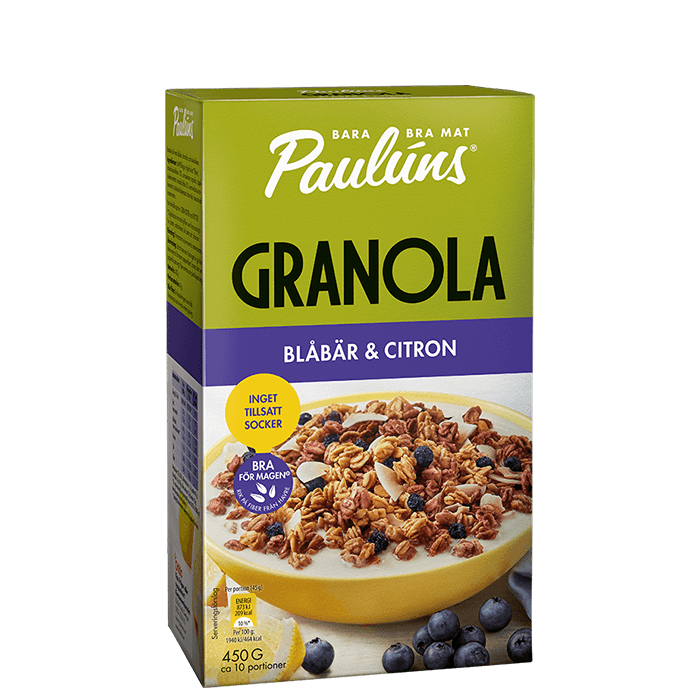 Granola Blåbär Citron 450 g – från Paulúns – 59 kr – hos Bodystore