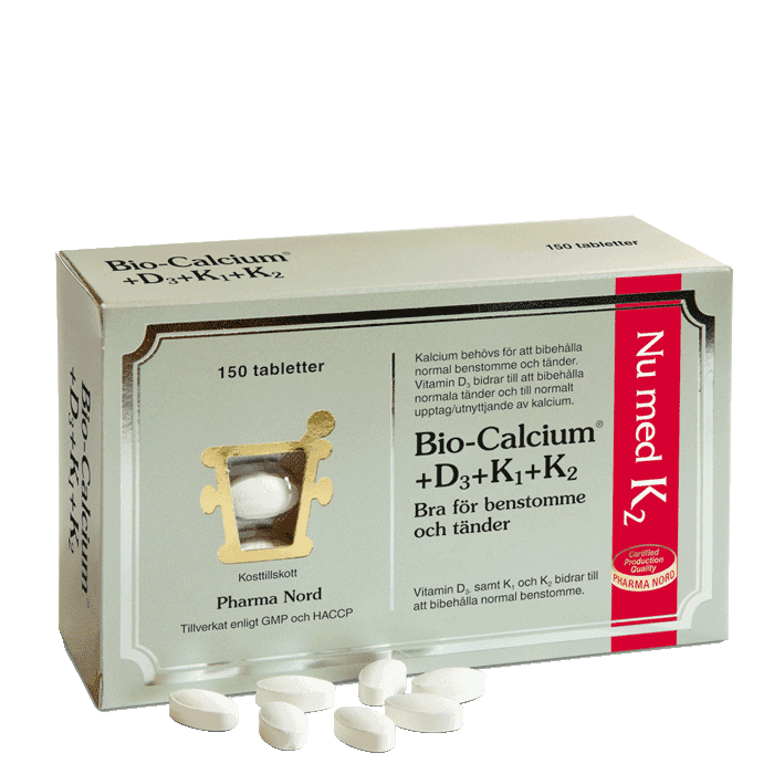 Bio-Calcium + D3 K1 & K2 150 tabletter – från Pharma Nord – 169 kr – hos Bodystore